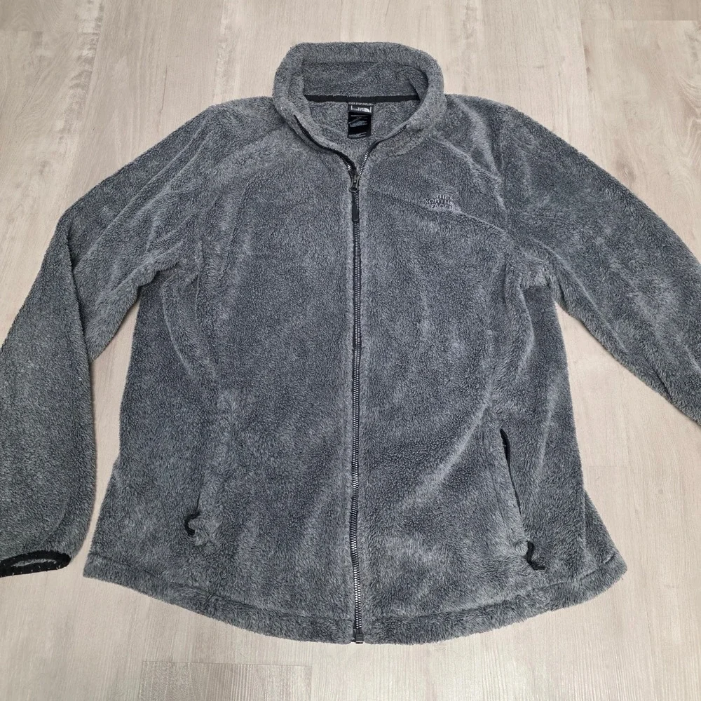 The North Face Osito Fleece Jacket Womens Large Grey Full Zip Soft High Pile L/G